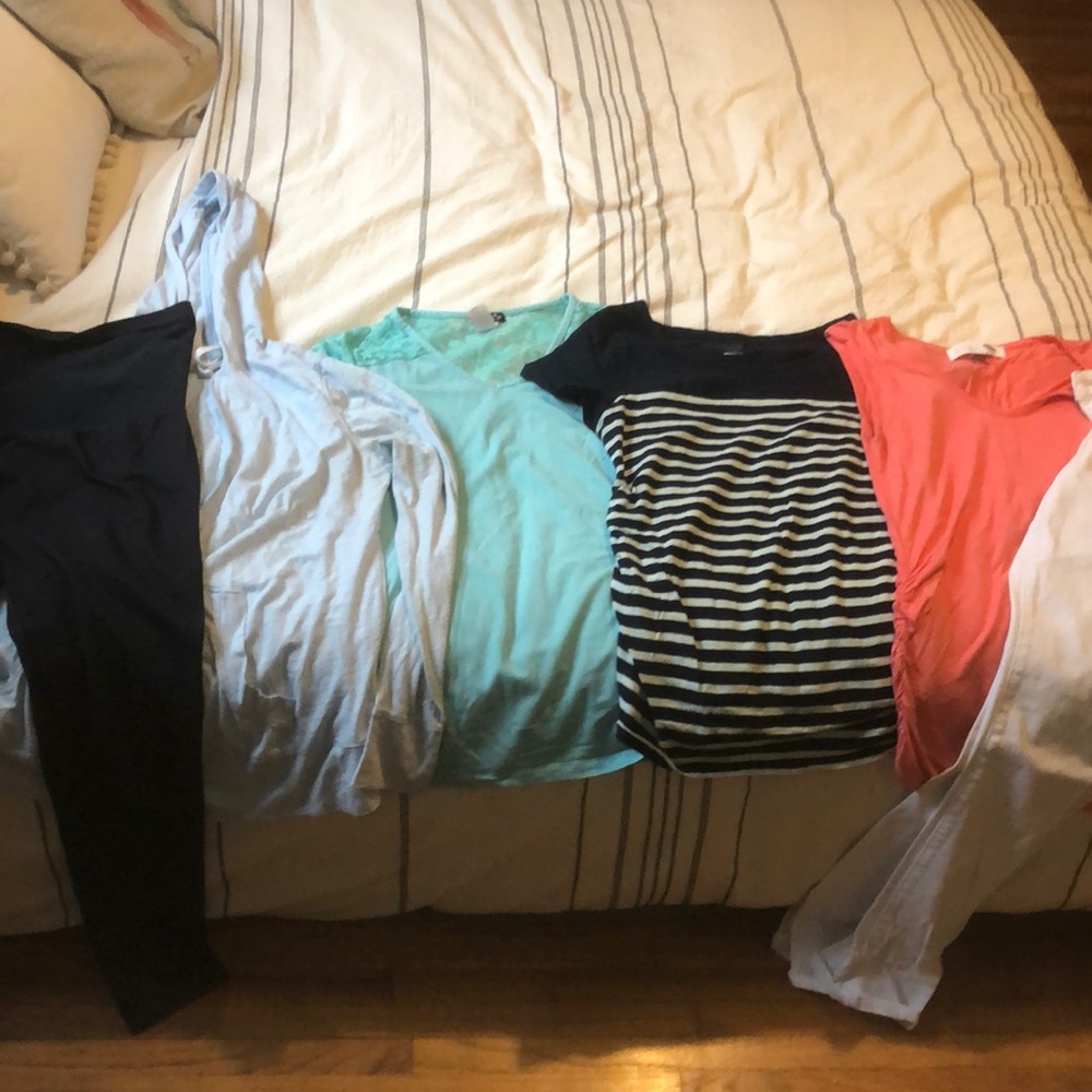 Lot of maternity clothes plus 2 cardigans